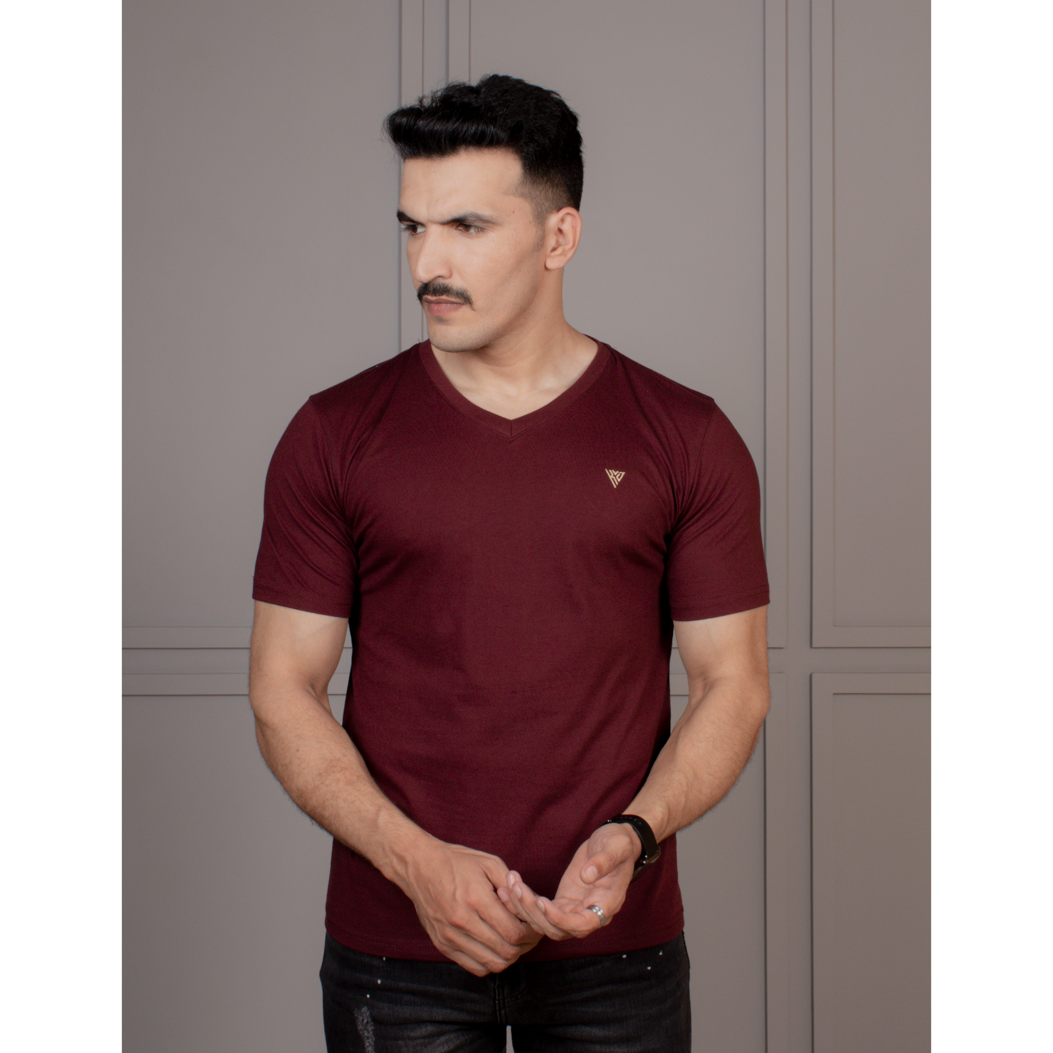 Men's Half Sleeve V-Neck T-Shirt Code-A