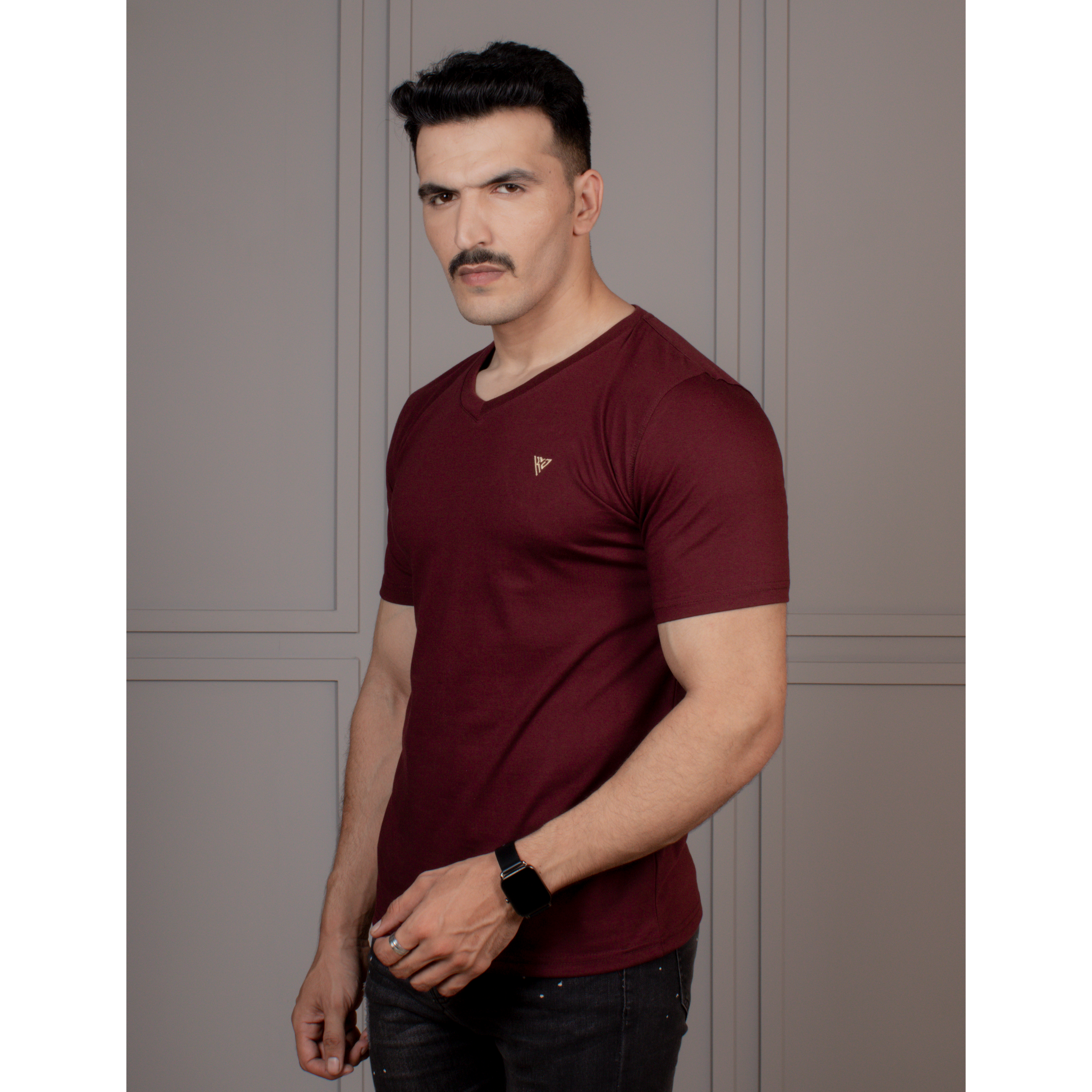 Men's Half Sleeve V-Neck T-Shirt Code-A