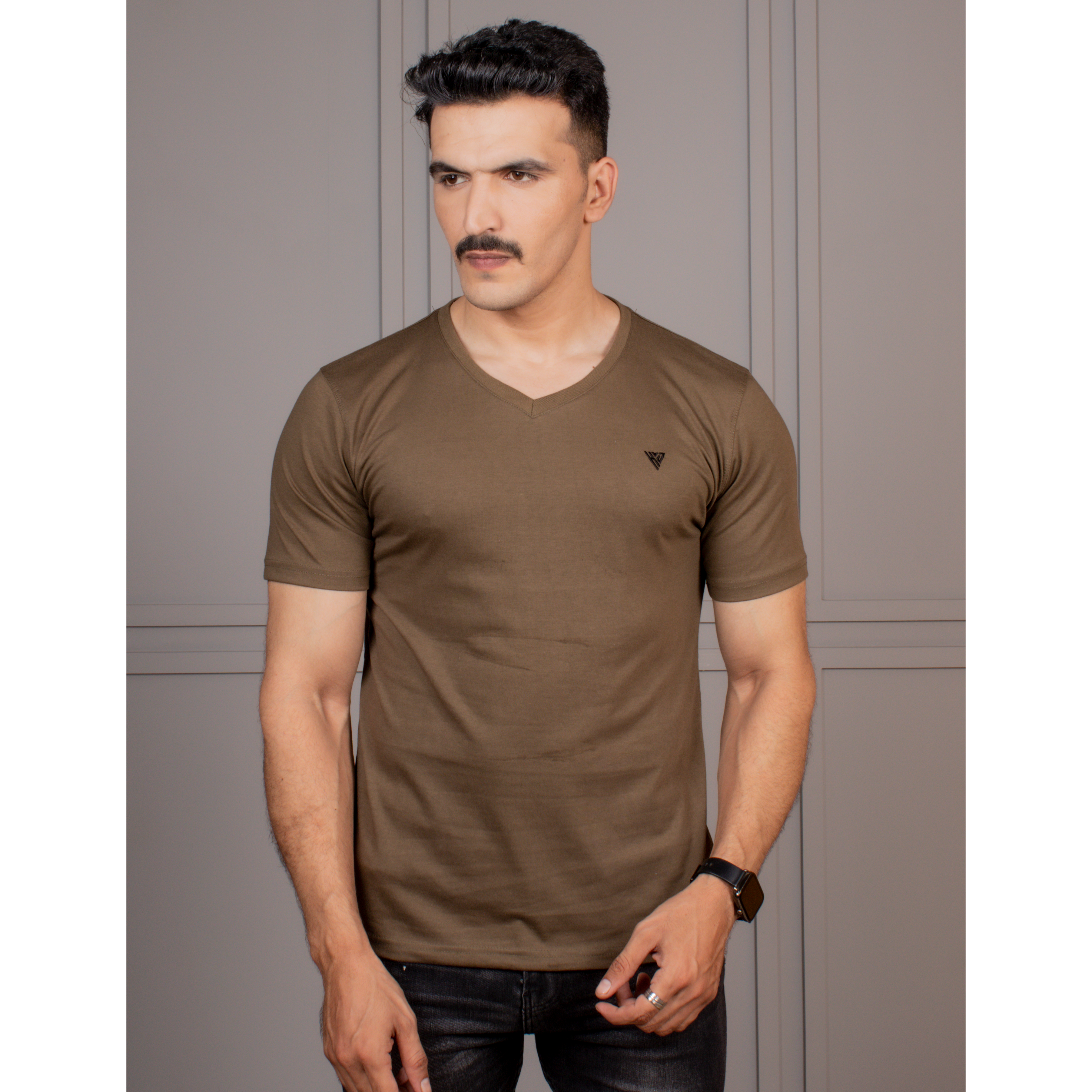 Men's Half Sleeve V-Neck T-Shirt Code-D