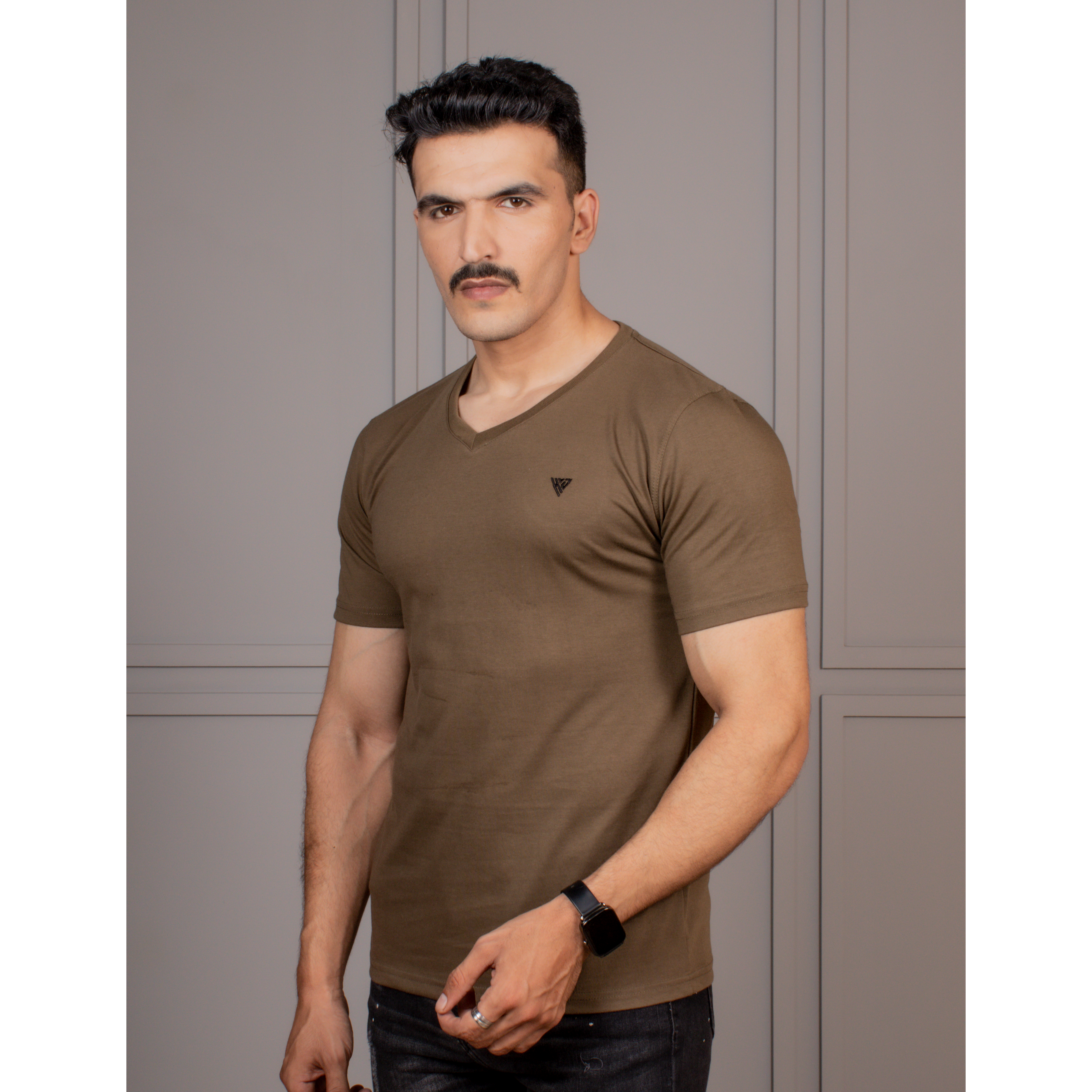 Men's Half Sleeve V-Neck T-Shirt Code-D