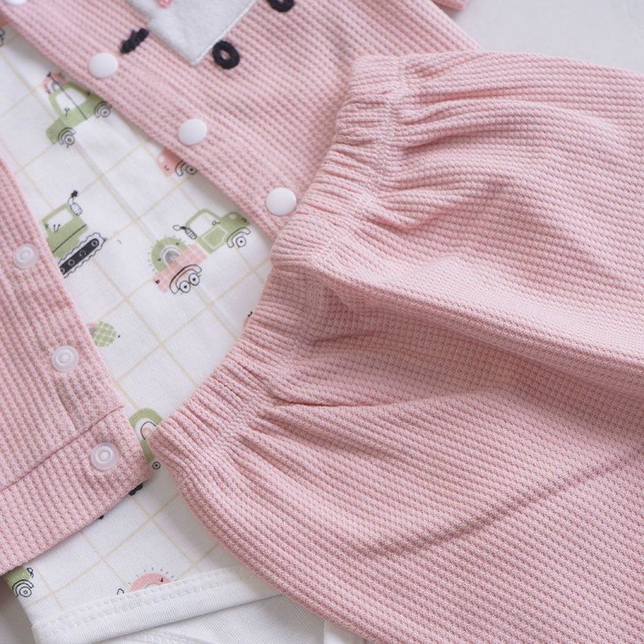 Infant Girls 3 Pcs Suit – Skin, Pink & Green Winter Outfit Set (3-6 Months)
