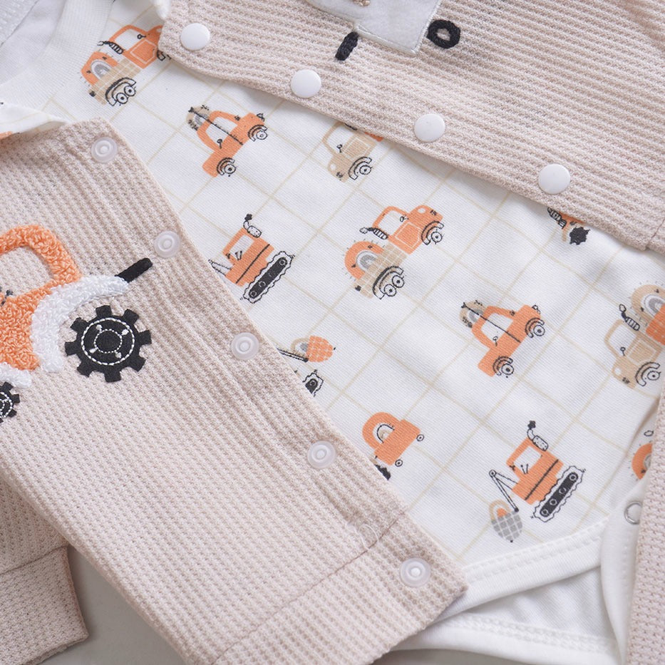 Infant Girls 3 Pcs Suit – Skin, Pink & Green Winter Outfit Set (3-6 Months)