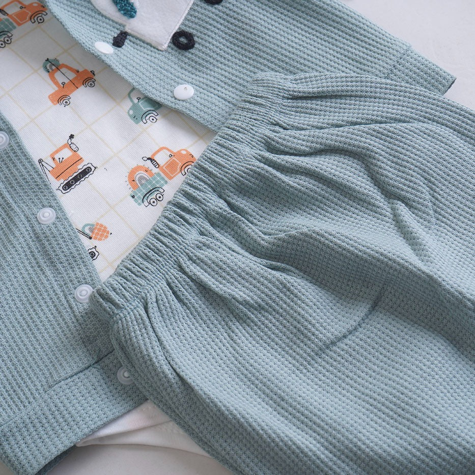 Infant Girls 3 Pcs Suit – Skin, Pink & Green Winter Outfit Set (3-6 Months)
