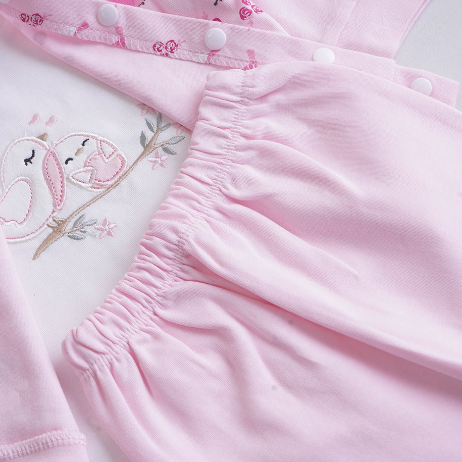 Infant Girls 3 Pcs Suit – Peach, Green & Pink Baby Winter Set (3-6 Months)