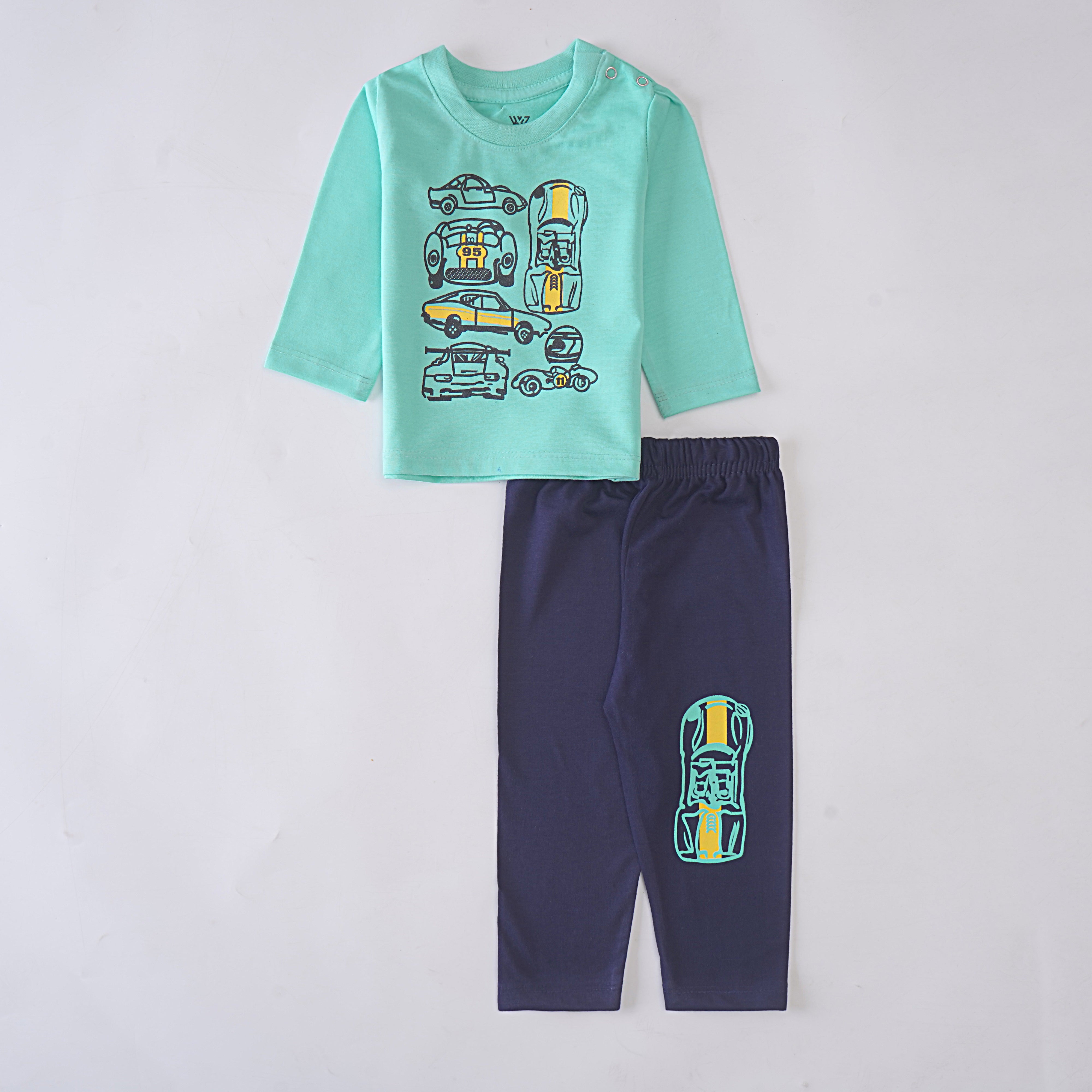 Boys Printed Full Sleeve Suit (Car)