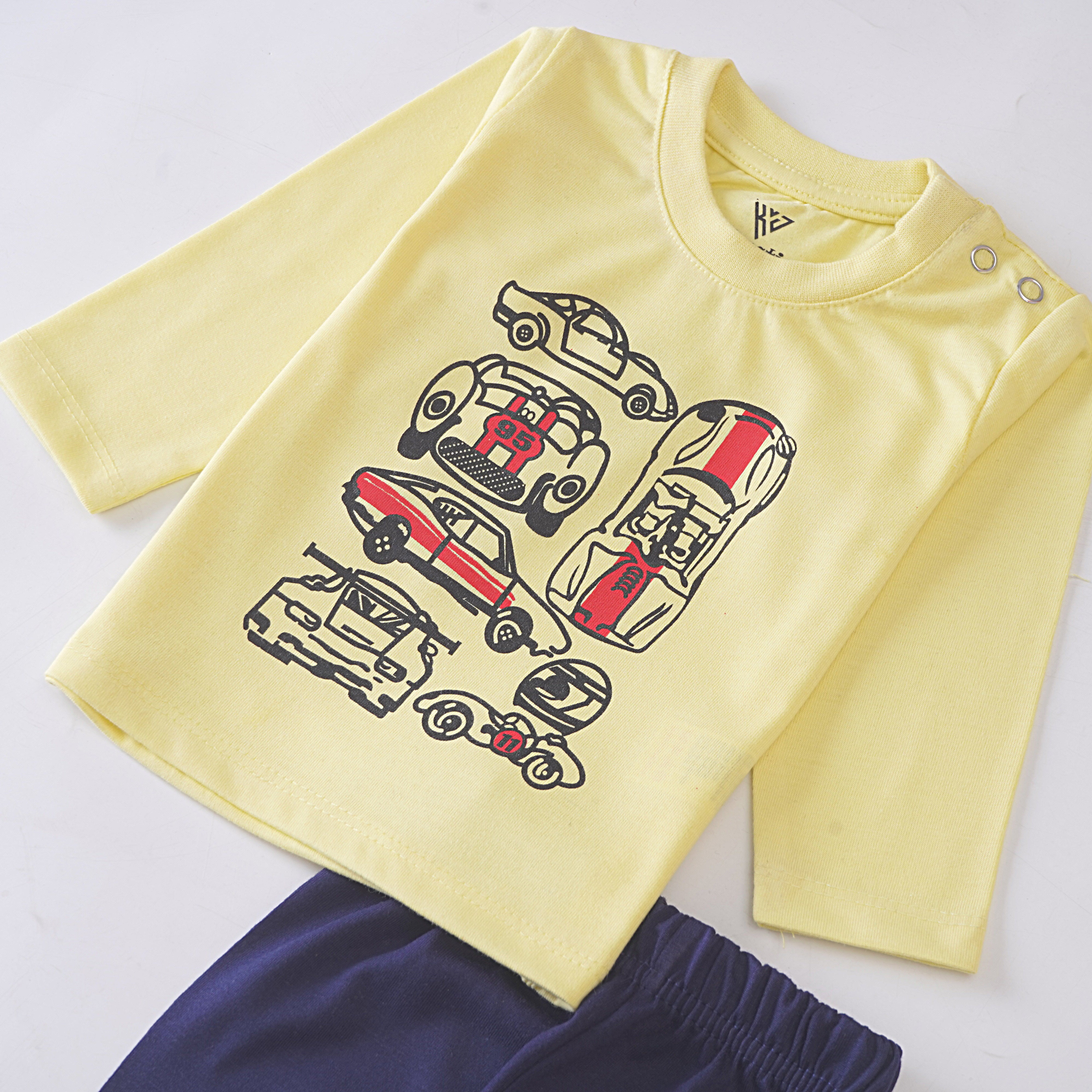 Boys Printed Full Sleeve Suit (Car)