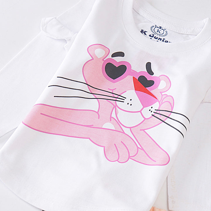 Infant Baby Printed Full Sleeve Suit (Pink-Panther)