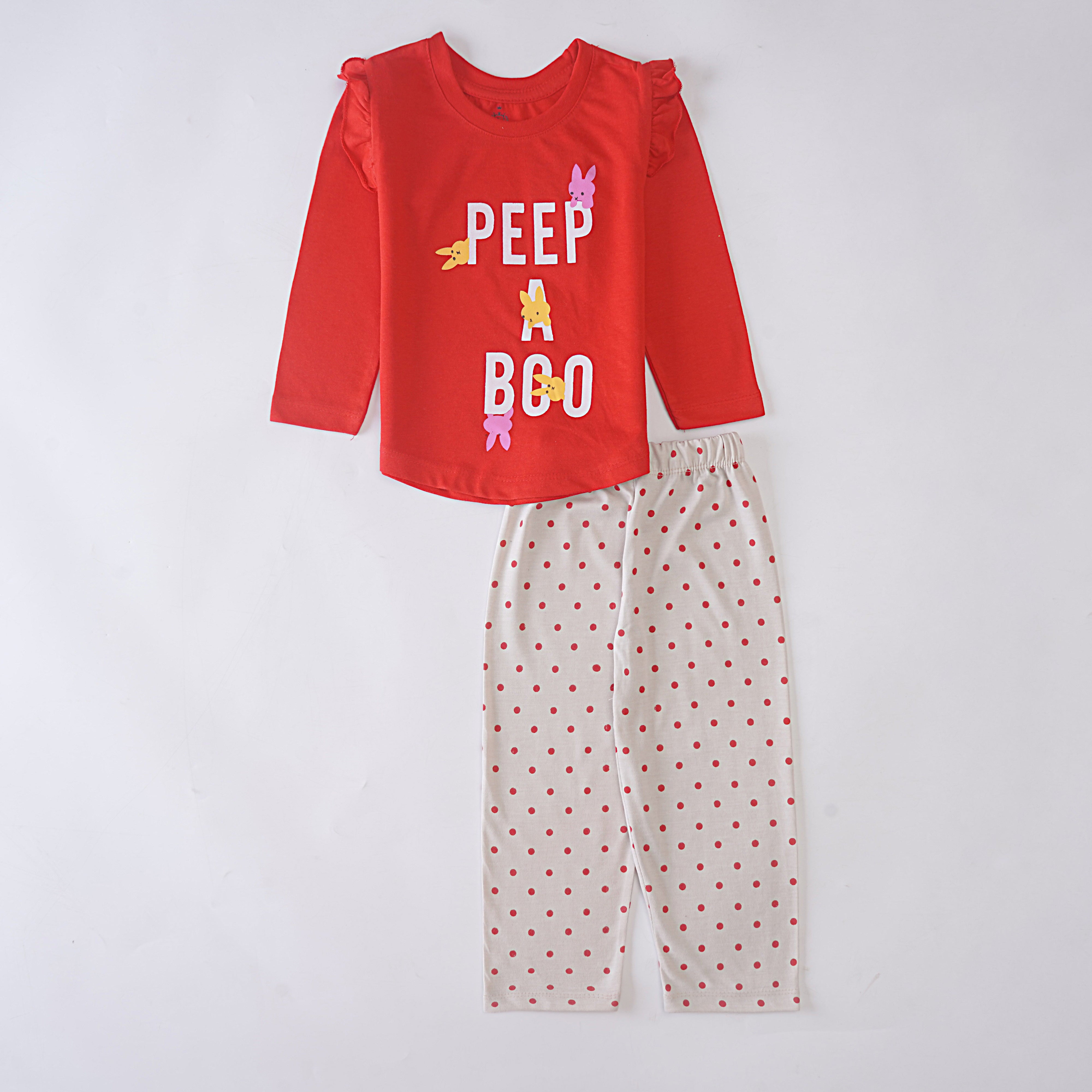 Girls Printed Full Sleeve Suit (Peep-A-Boo)