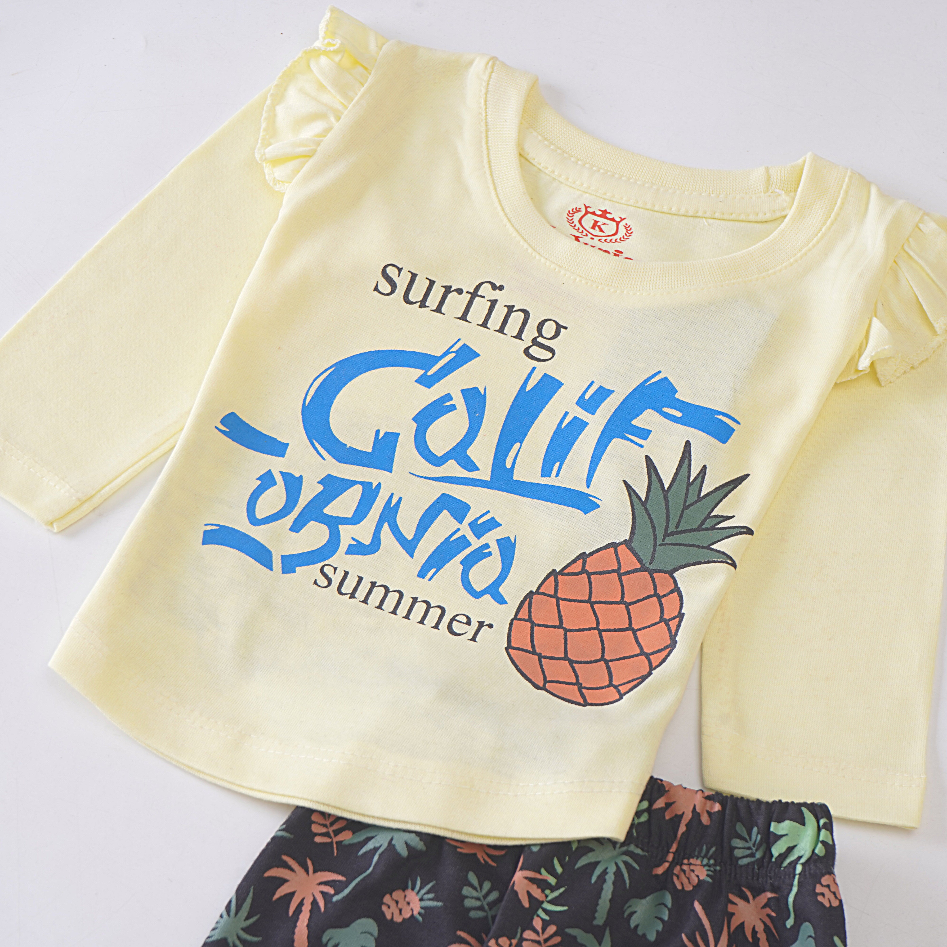 Girls Printed Full Sleeve Suit (Surfing)