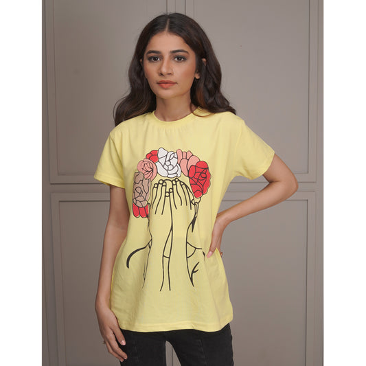 Women's Half Sleeve T-Shirt (Flower)