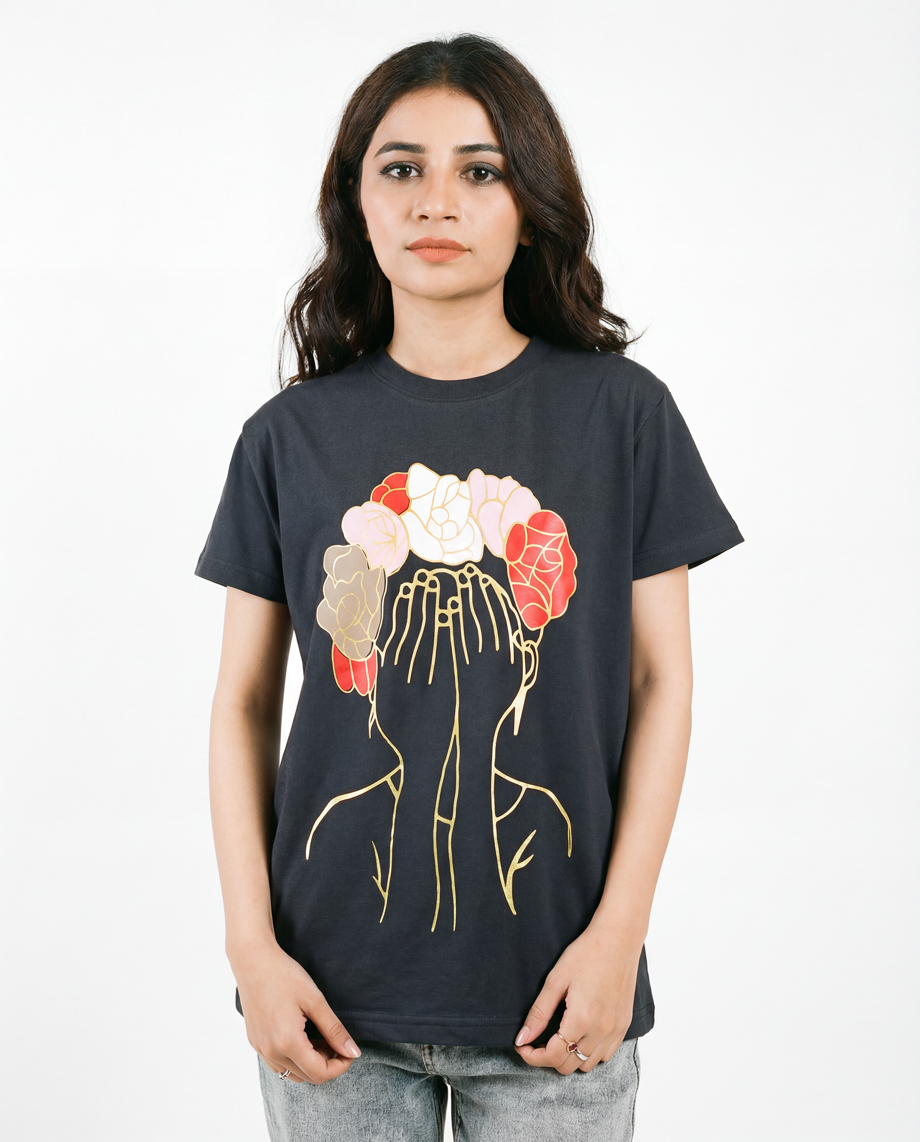 Women's Half Sleeve T-Shirt (Flower)