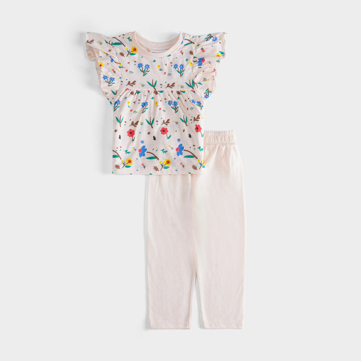 Girls 2 piece set (Printed Flowers)