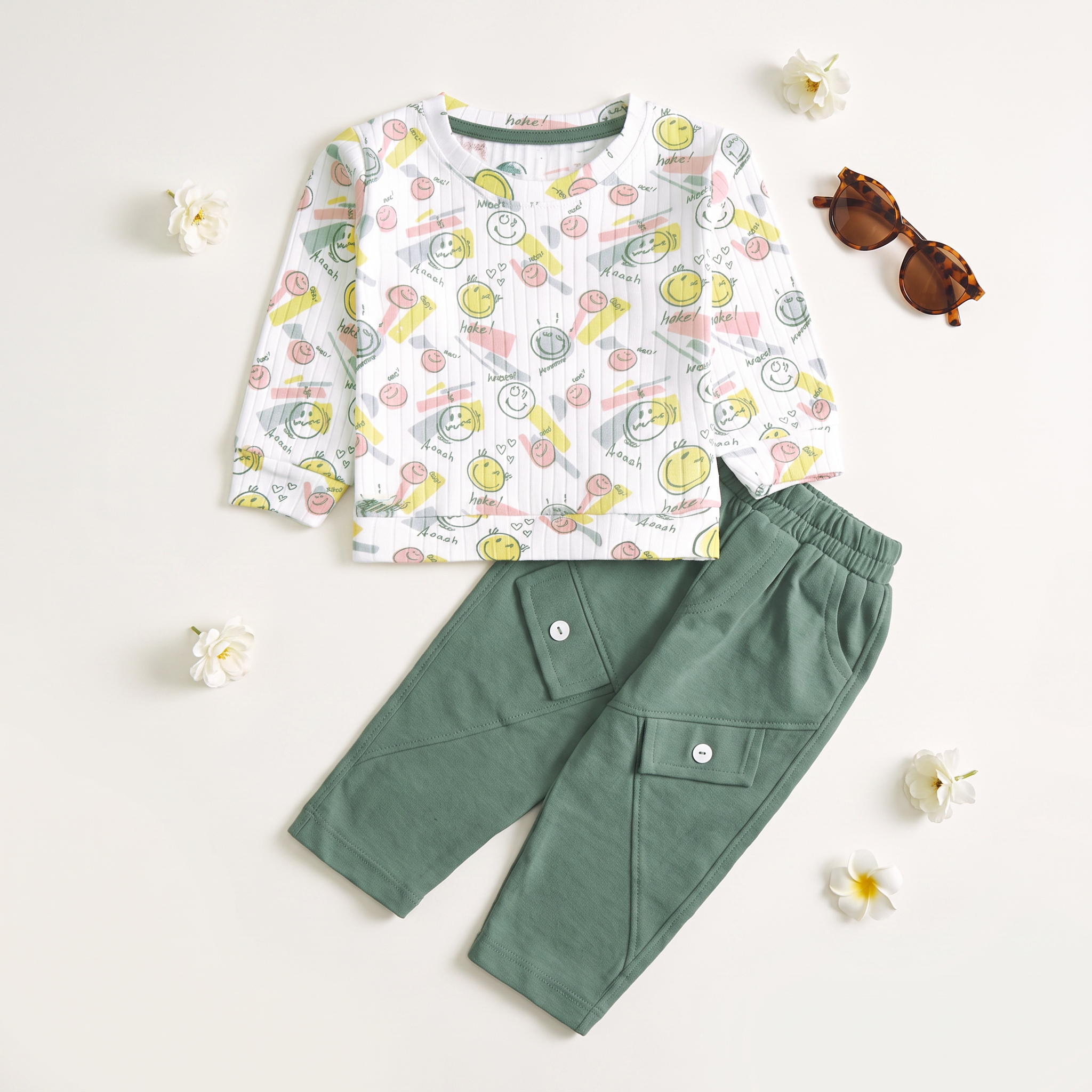 Girls 2 Pcs Suit – Green, Brown, Navy Blue & Dark Grey Winter Outfit Set (6-9 & 9-12 Months)