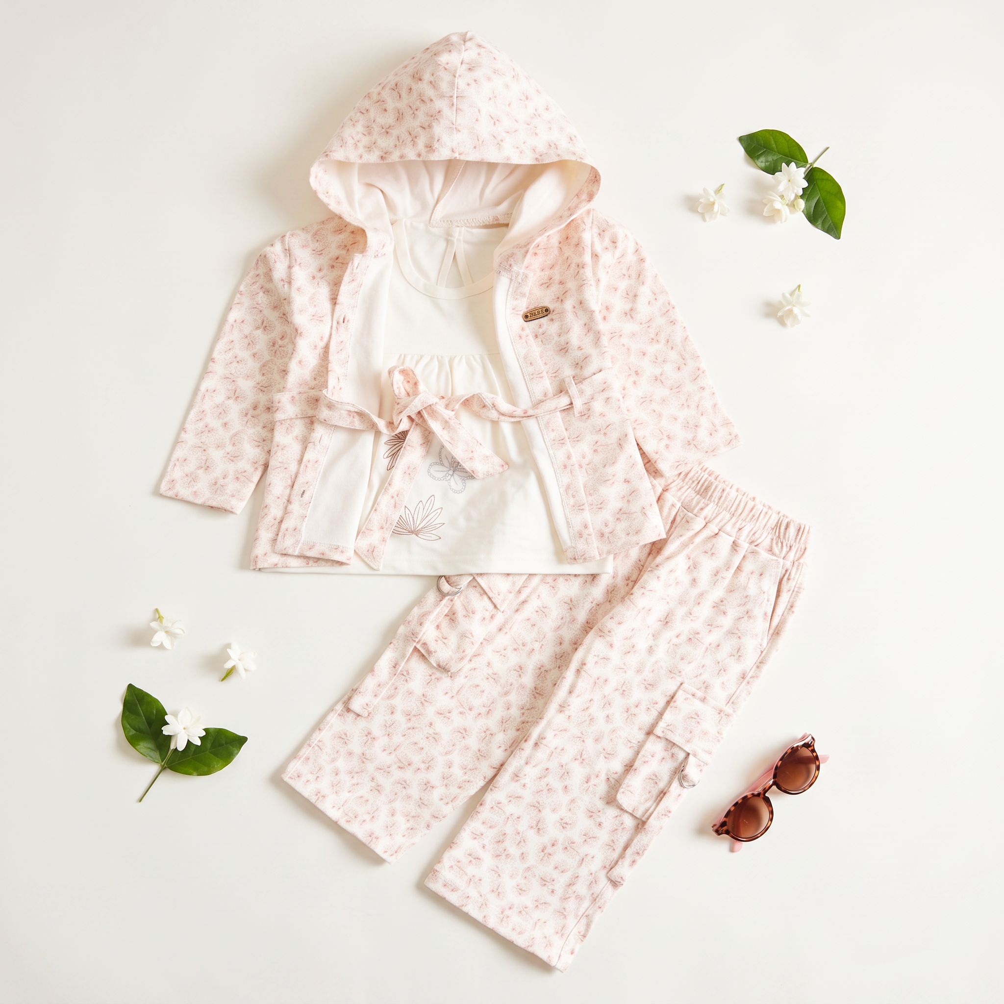 Girls 3 Pcs Suit – Skin, Green & Pink Winter Outfit Set (4 to 9 Years)