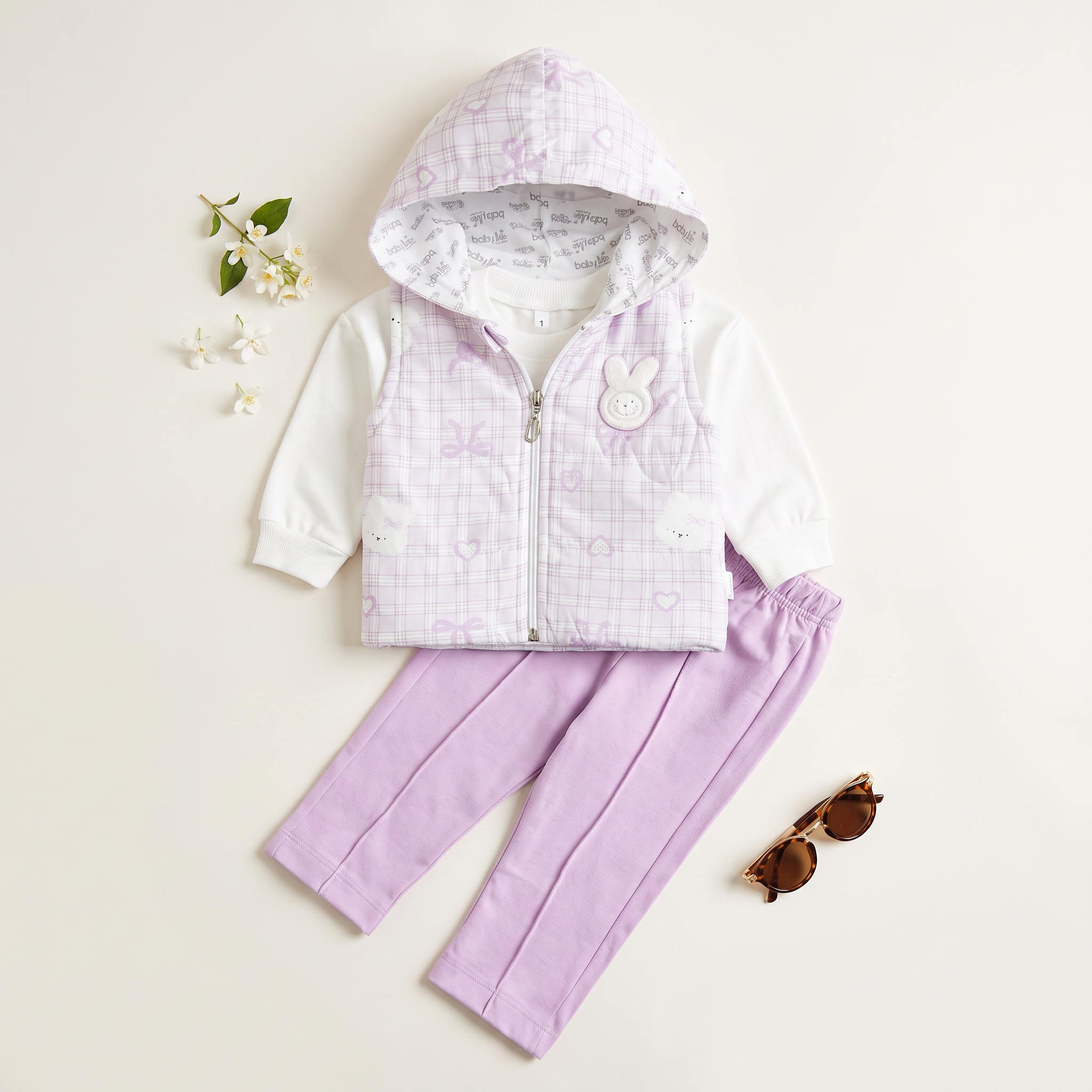 Girls 3 Pcs Suit – Purple & Green Winter Outfit Set (6-9 & 9-12 Months)