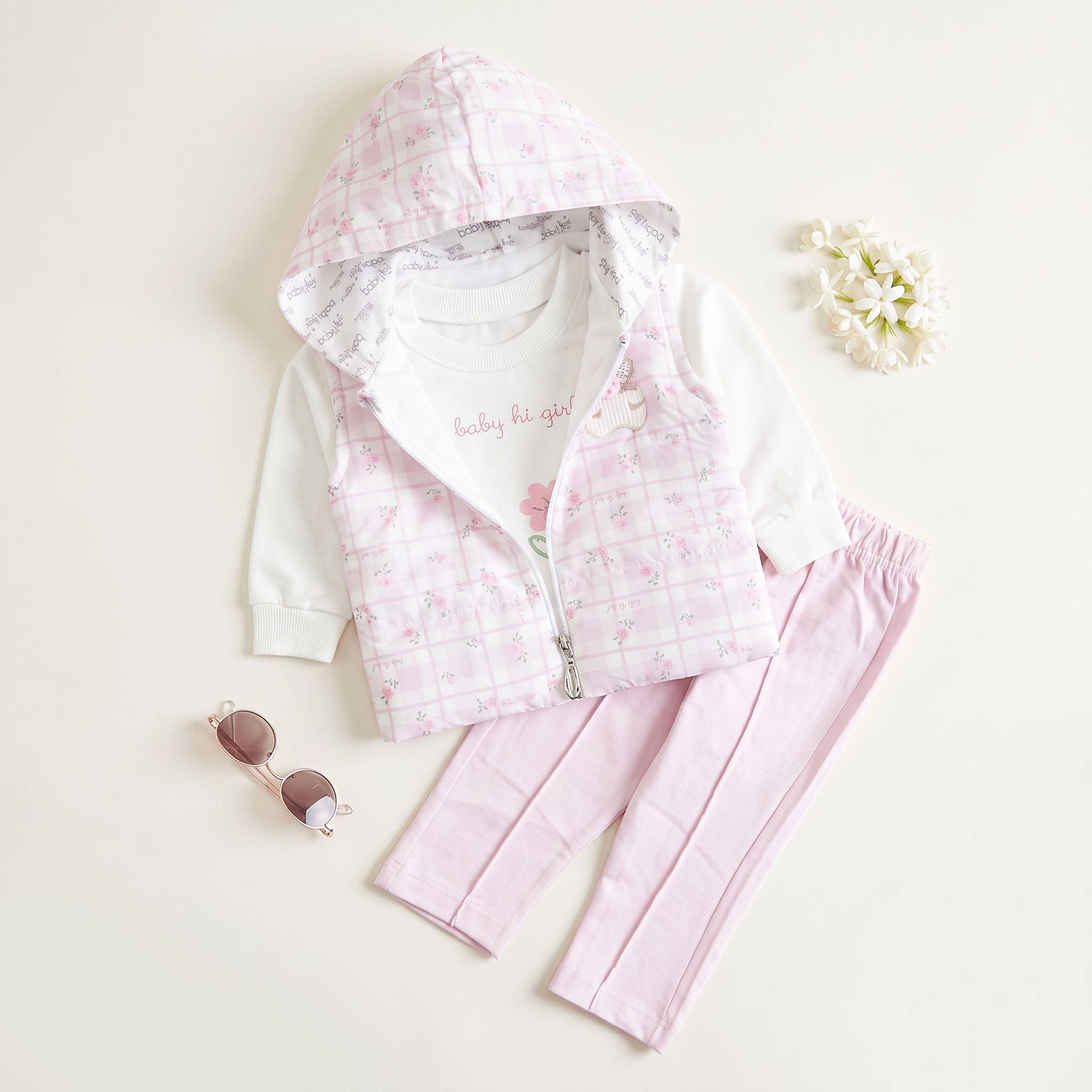 Girls 3 Pcs Suit – Pink & Purple Winter Outfit Set (6-9 & 9-12 Months)