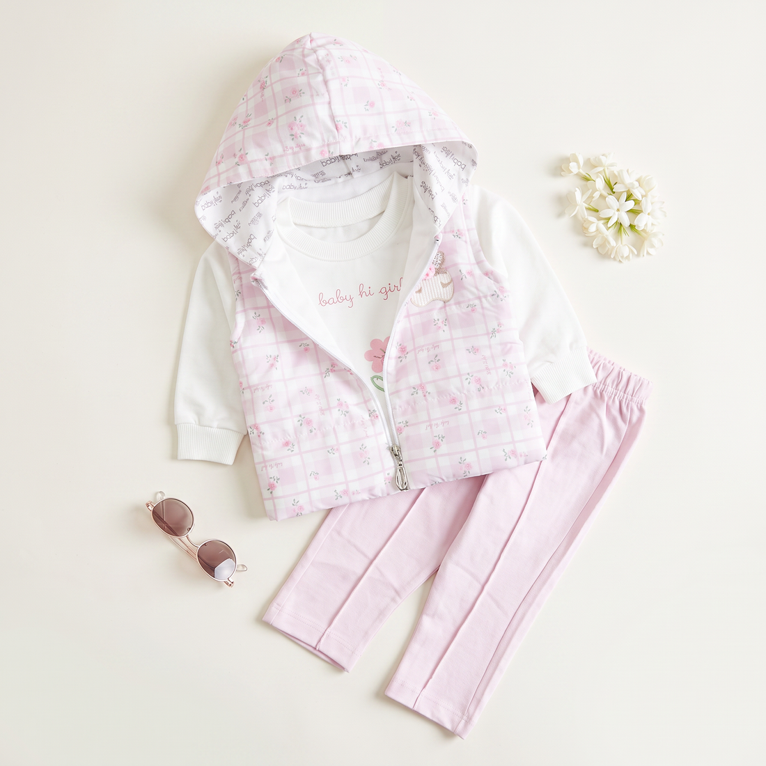 Girls 3 Pcs Suit – Pink & Purple Winter Outfit Set (6-9 & 9-12 Months)