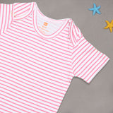 Newborn Unisex Half Sleeves Rompers White-Pink