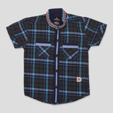 Boys Half Sleeves Casual Shirt Color Blue-Olive