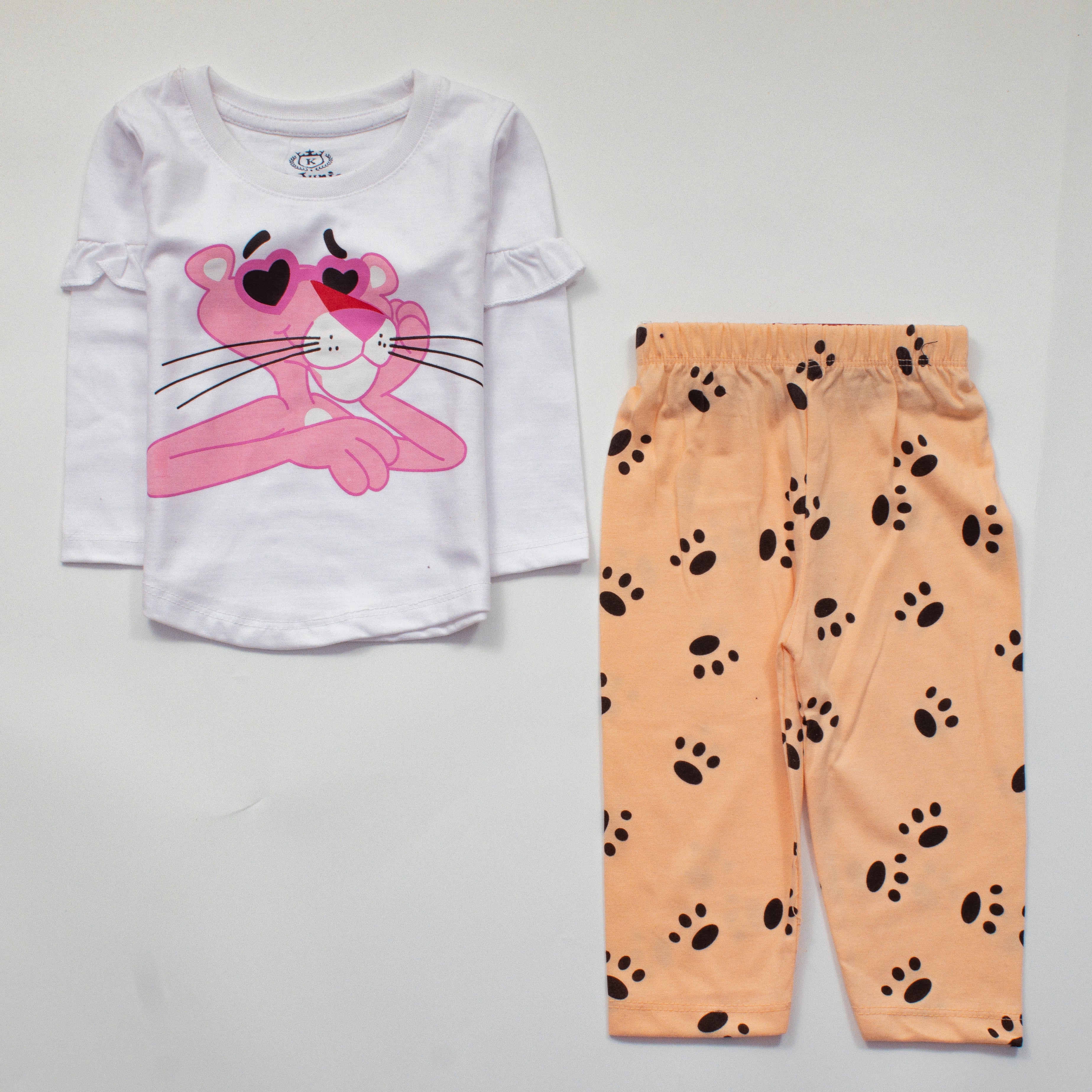 Girls Printed Full Sleeve Suit (Pink-Panther)