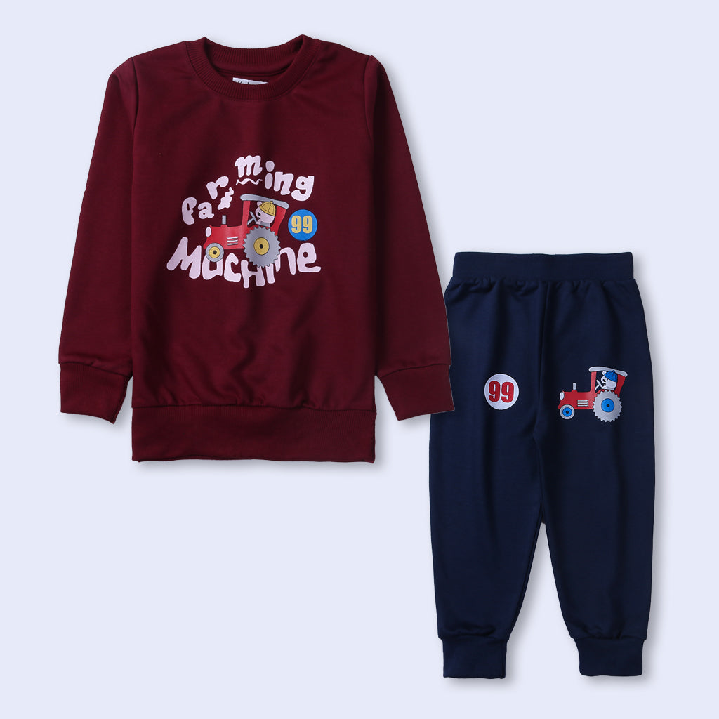 Winter Boys Printed Full Sleeve Suit (Ming)