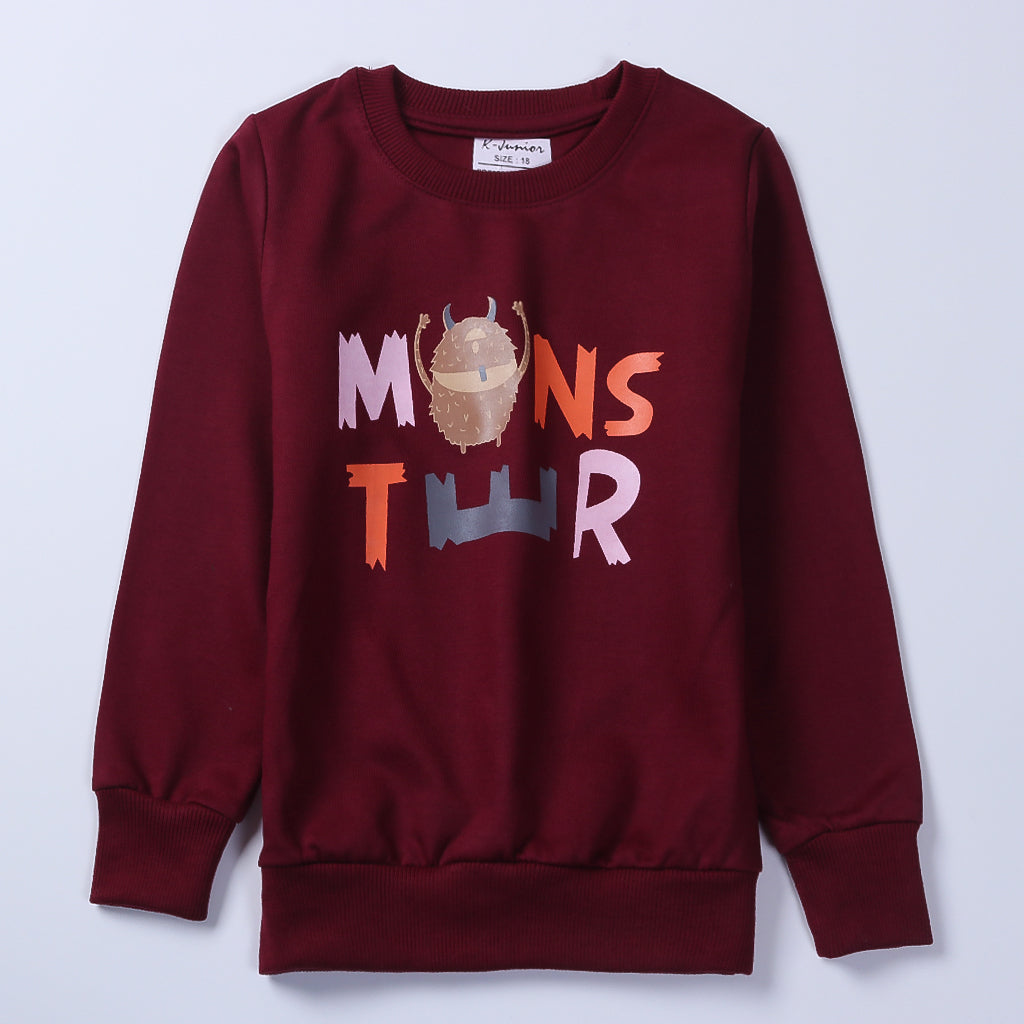Boys Printed Full Sleeve Sweat T-Shirt (Monster)