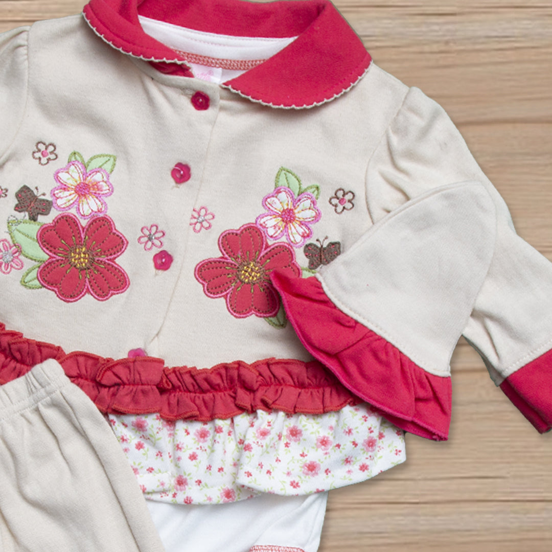 Newborn Baby 3Pcs  Full Sleeves Suit Color Fawn