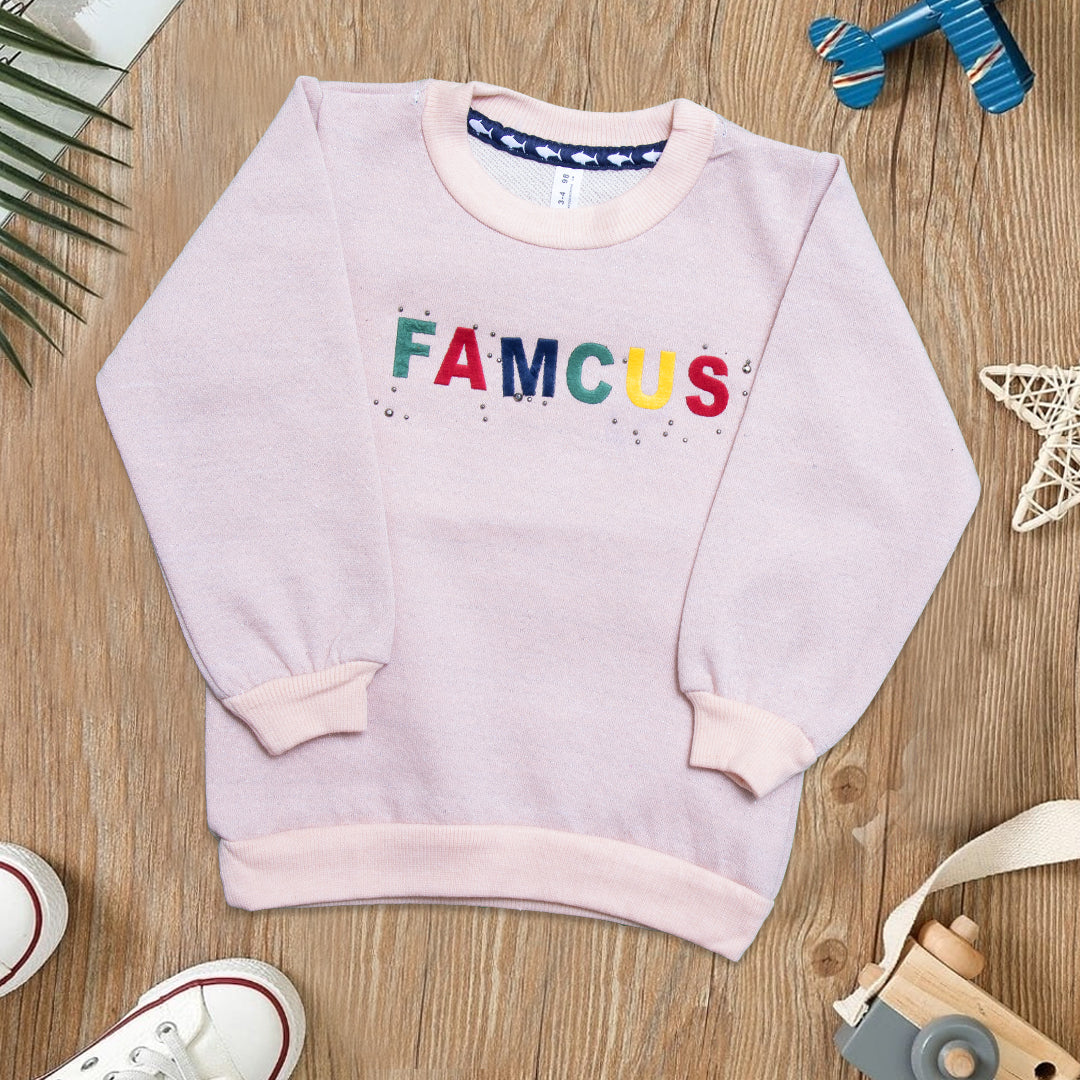 Girls Full Sleeve Sweatshirt Color T-Pink