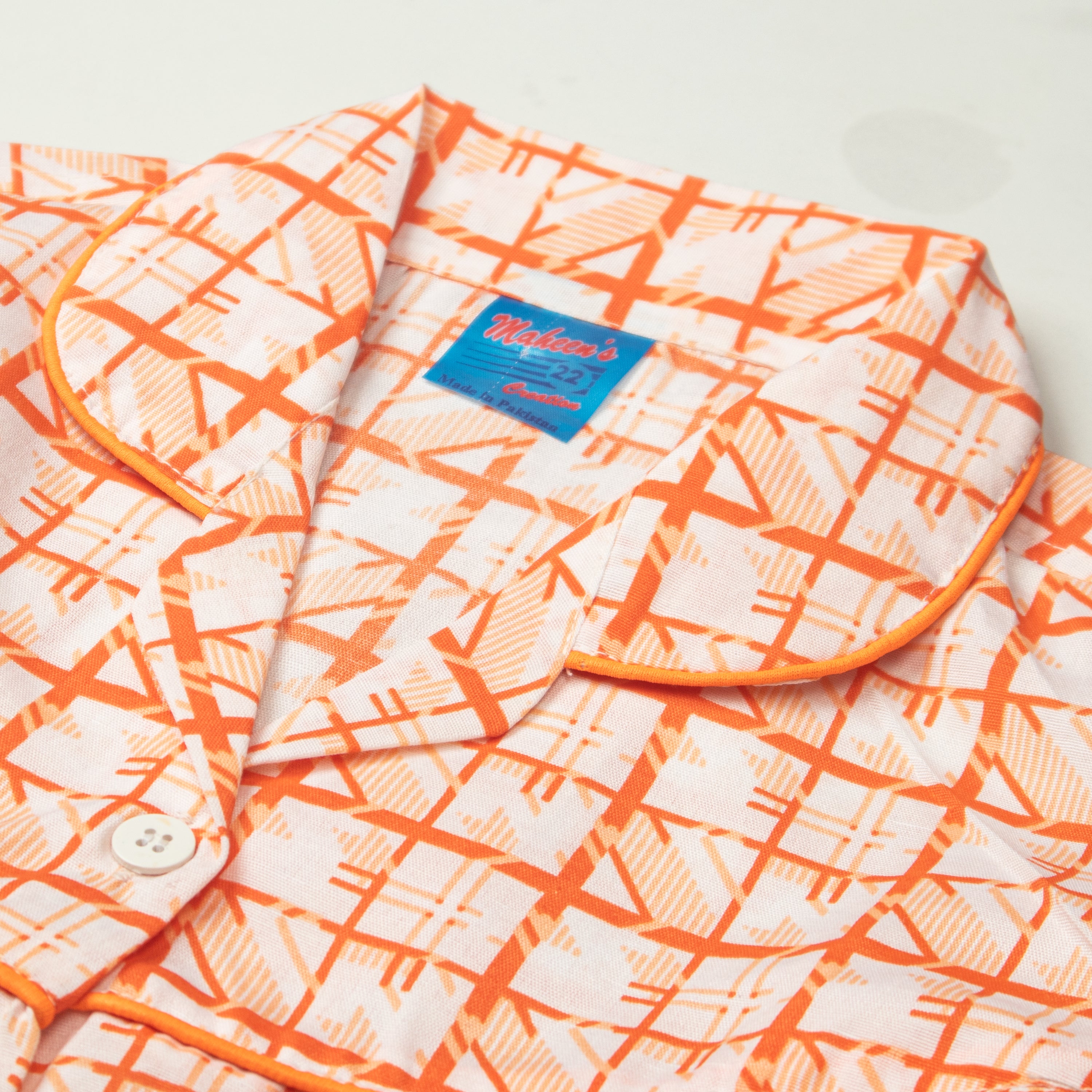 Girls Night Suit Color Orange-White
