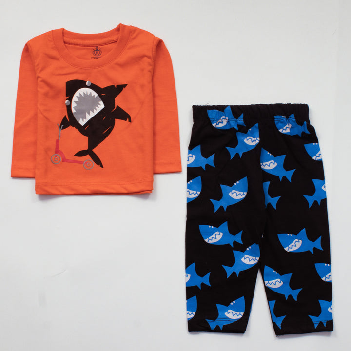 Infant Baba Printed Full Sleeve Suit (Shark)