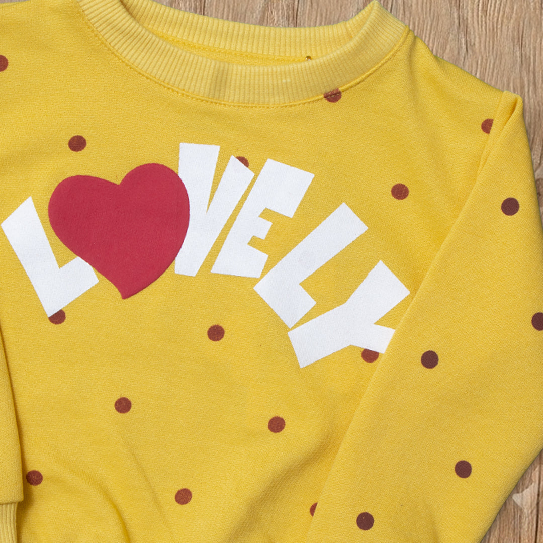 Girls Printed Full Sleeve Sweat T-Shirt Color Yellow Code-A