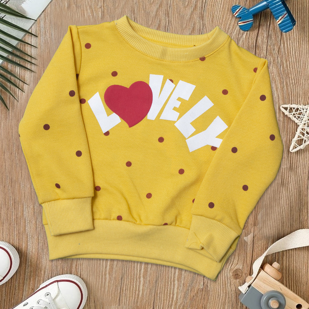 Girls Printed Full Sleeve Sweat T-Shirt Color Yellow Code-A