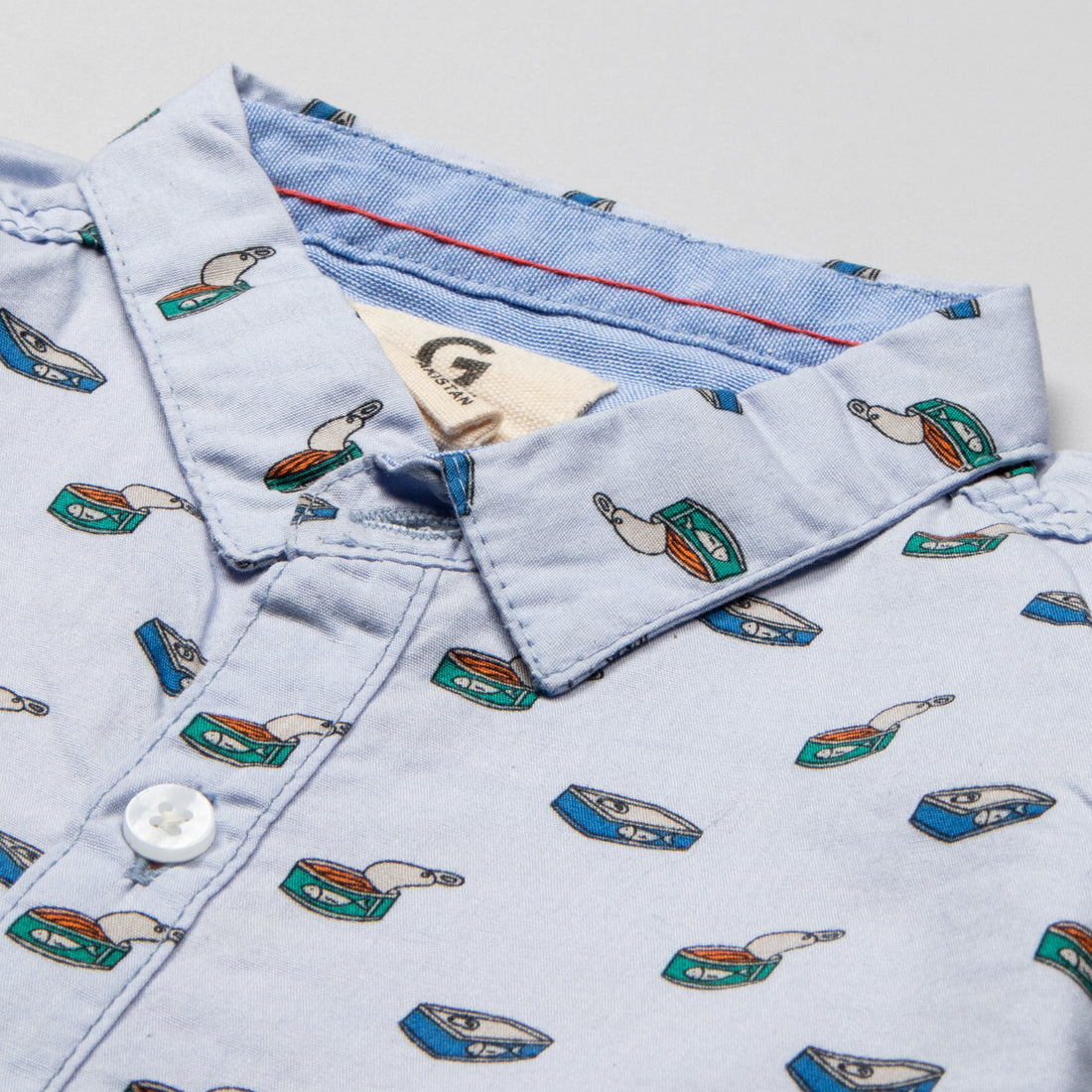 Infant Boys Full Sleeve Cotton Shirt - White & Blue - Back View