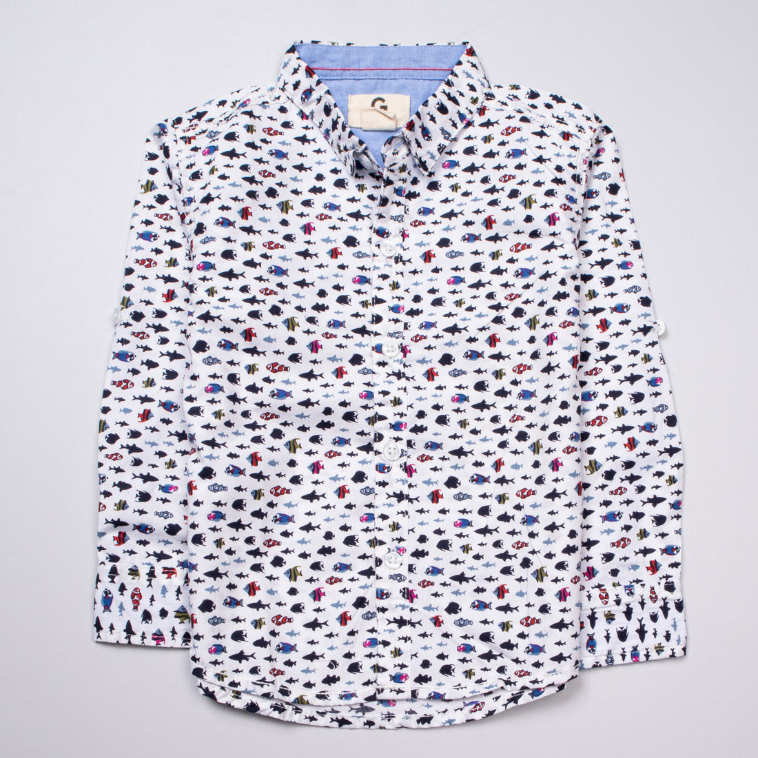 Infant Boys Full Sleeve Cotton Shirt - Multi Color - Front View