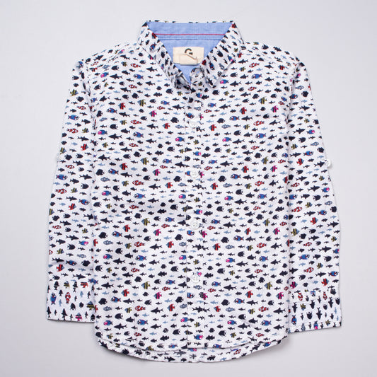 Infant Baba Full Sleeve Shirt Color White (Fish) – Kjunction Online Store