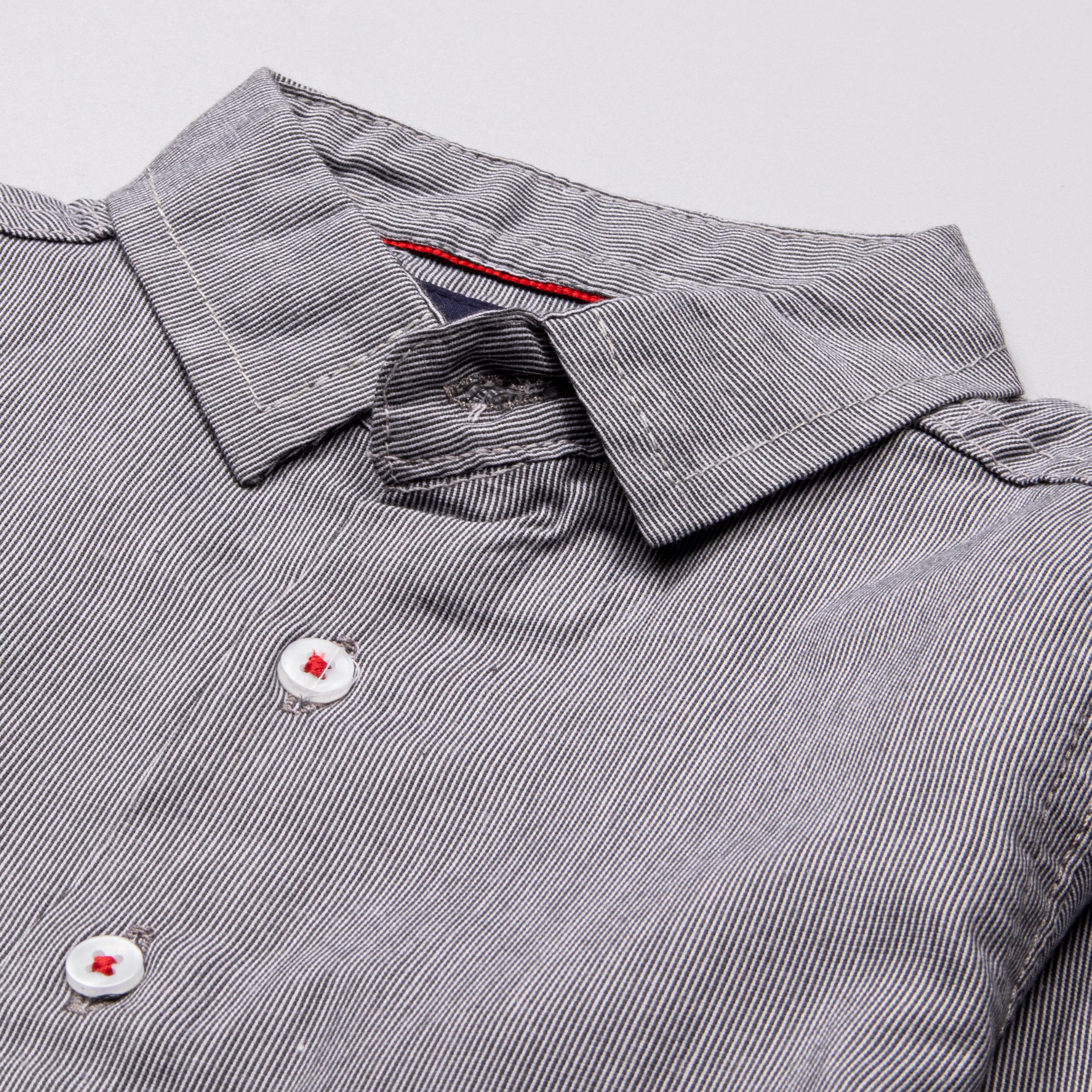 Infant Boys Full Sleeve Cotton Shirt - Grey & Blue - Back View