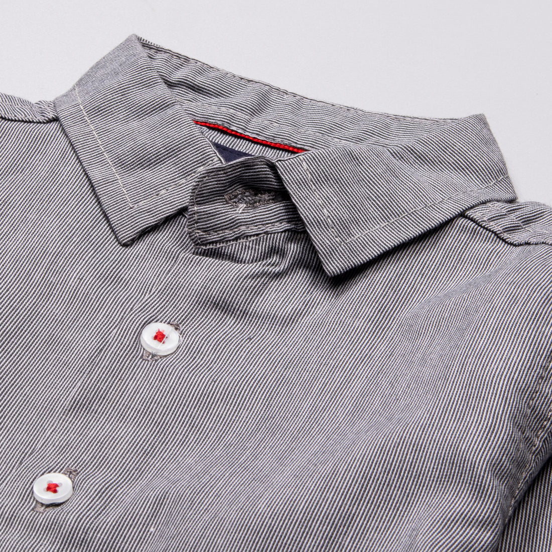 Infant Boys Full Sleeve Cotton Shirt - Grey & Blue - Back View