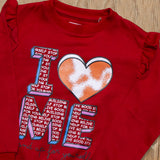 Girls Printed Full Sleeve Sweat T-Shirt Color Red Code-C