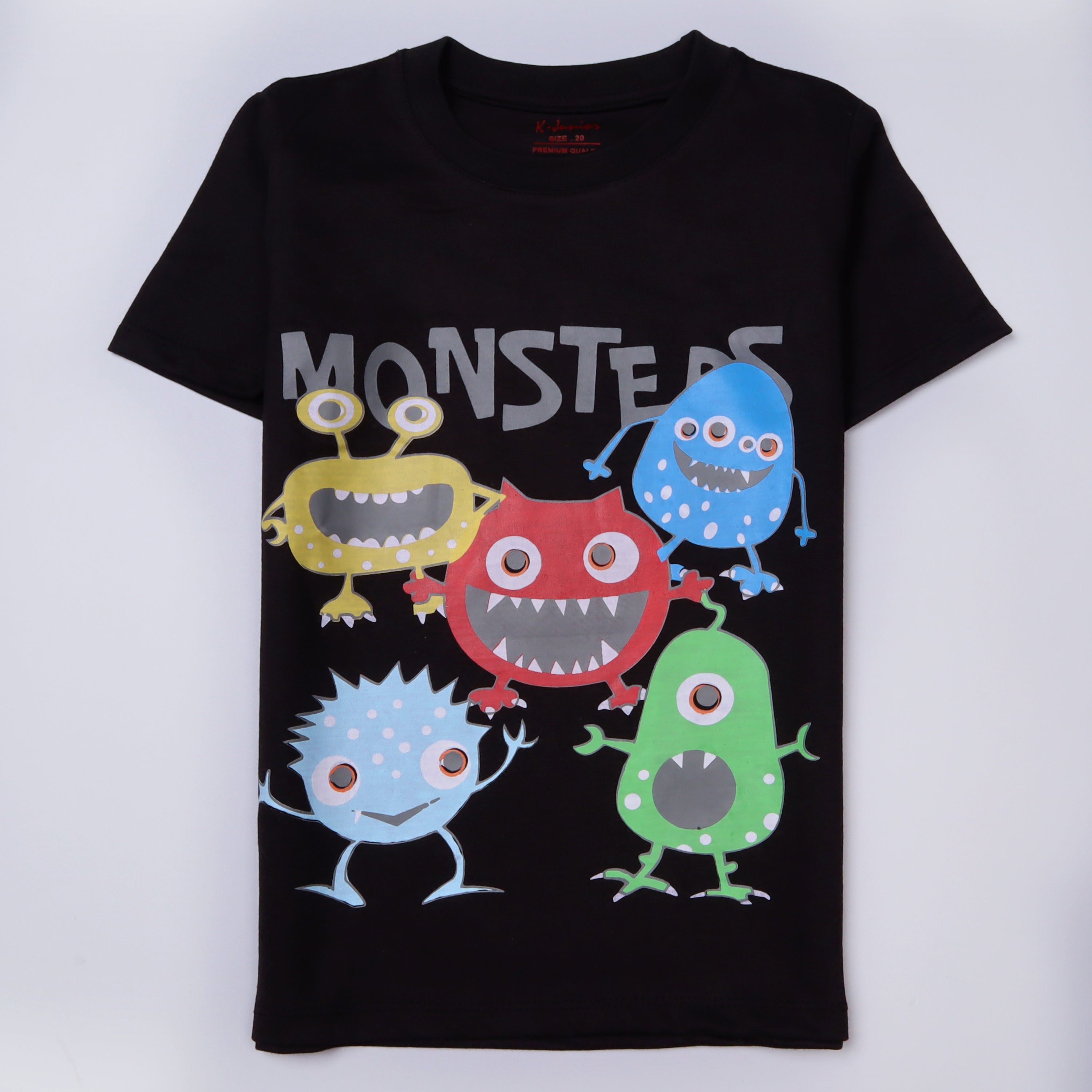 Boys Half Sleeves-Printed T-Shirt (Monster)