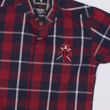 Boys Half Sleeves Casual Shirt Color Maroon-Blue