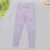 Girls Denim Pant Color Light-Purple