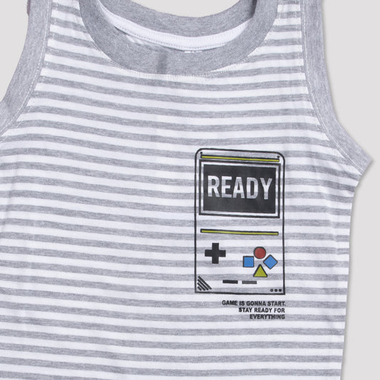 Boys Printed Sando Color Grey