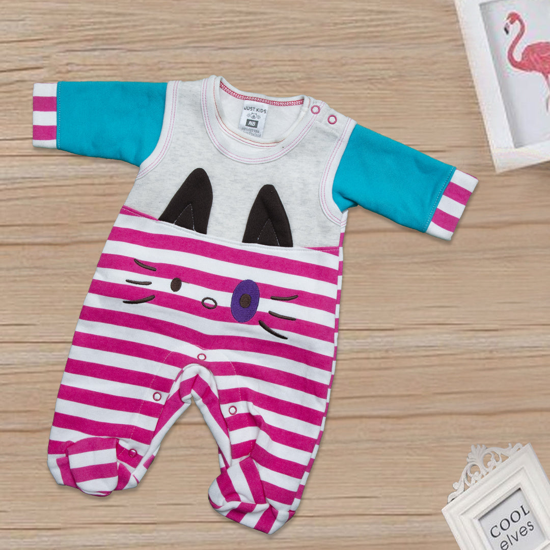 Newborn Unisex Turkish Full Sleeves Romper Color Sea-Green-Pink