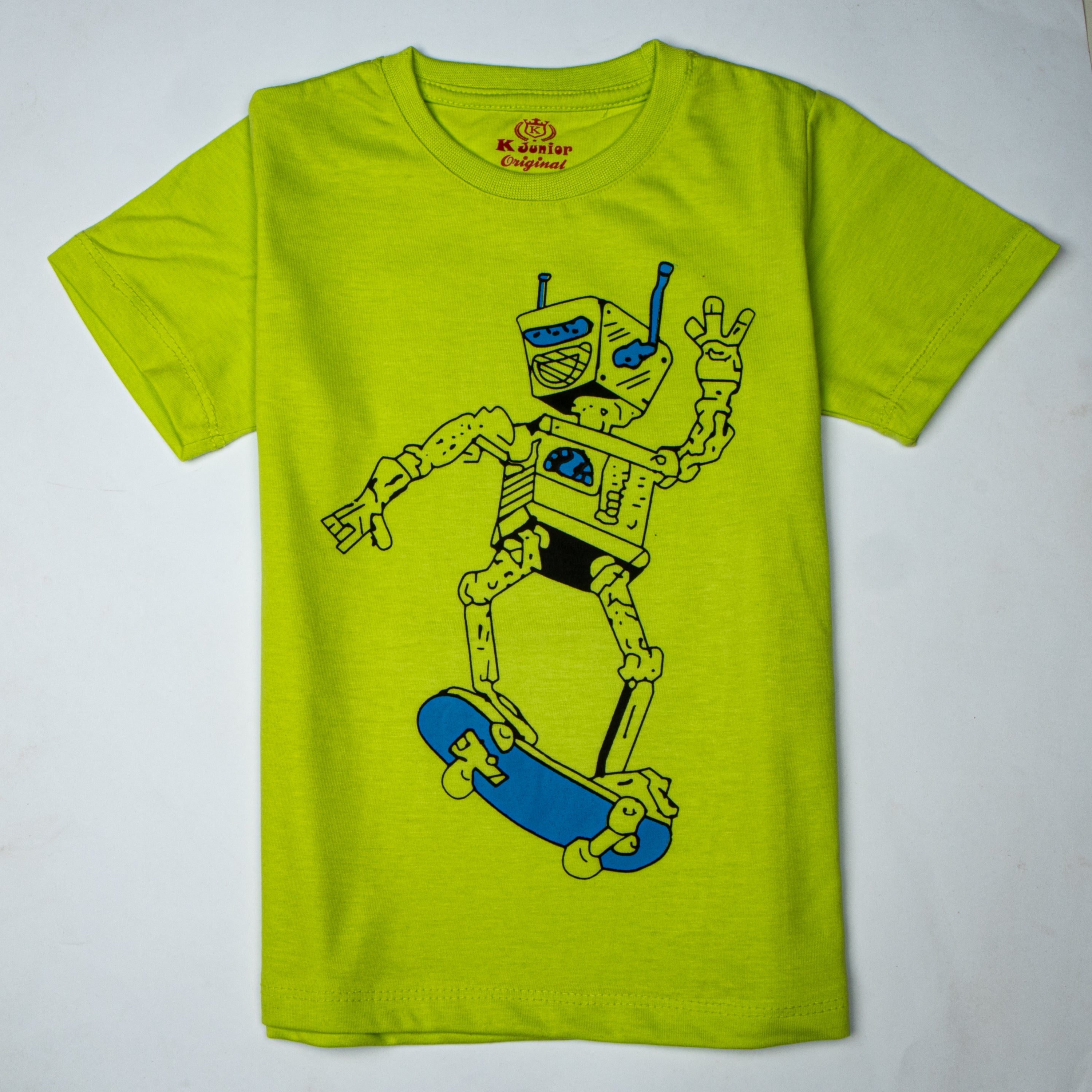 Boys Half Sleeves-Printed T-Shirt (Robot)