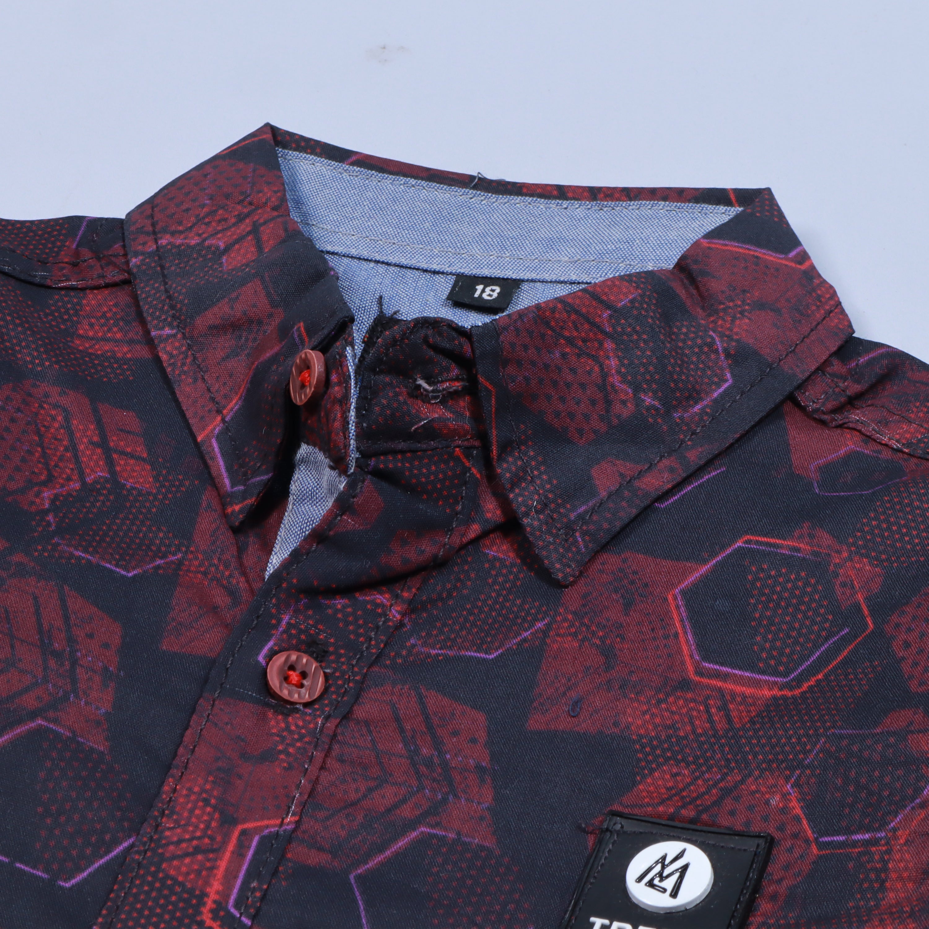 Boys Half Sleeves Casual Shirt Color Maroon-Black