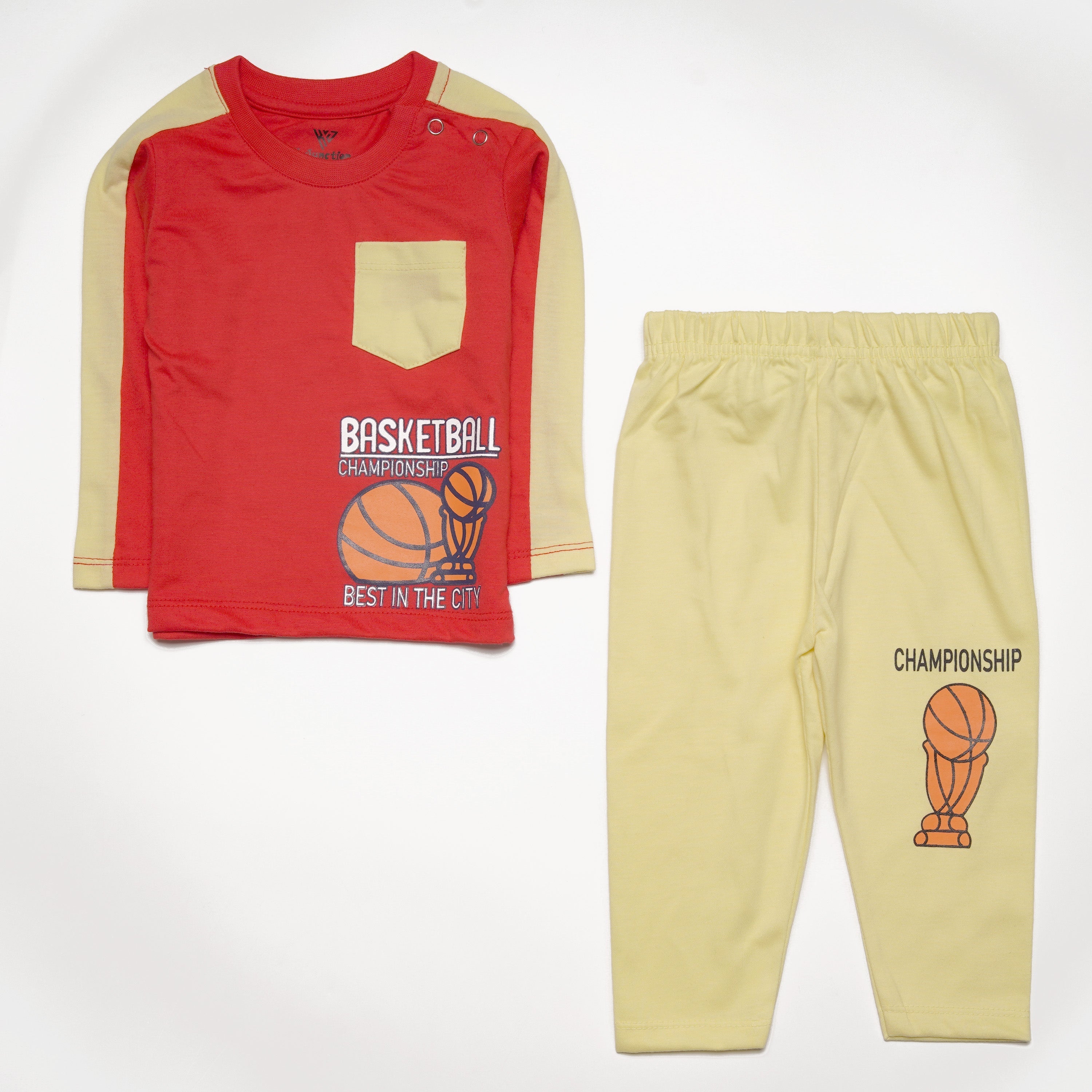 Infant Baba Printed Full Sleeve Suit (basket-ball)