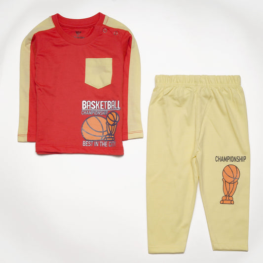 Infant Baba Printed Full Sleeve Suit (basket-ball)