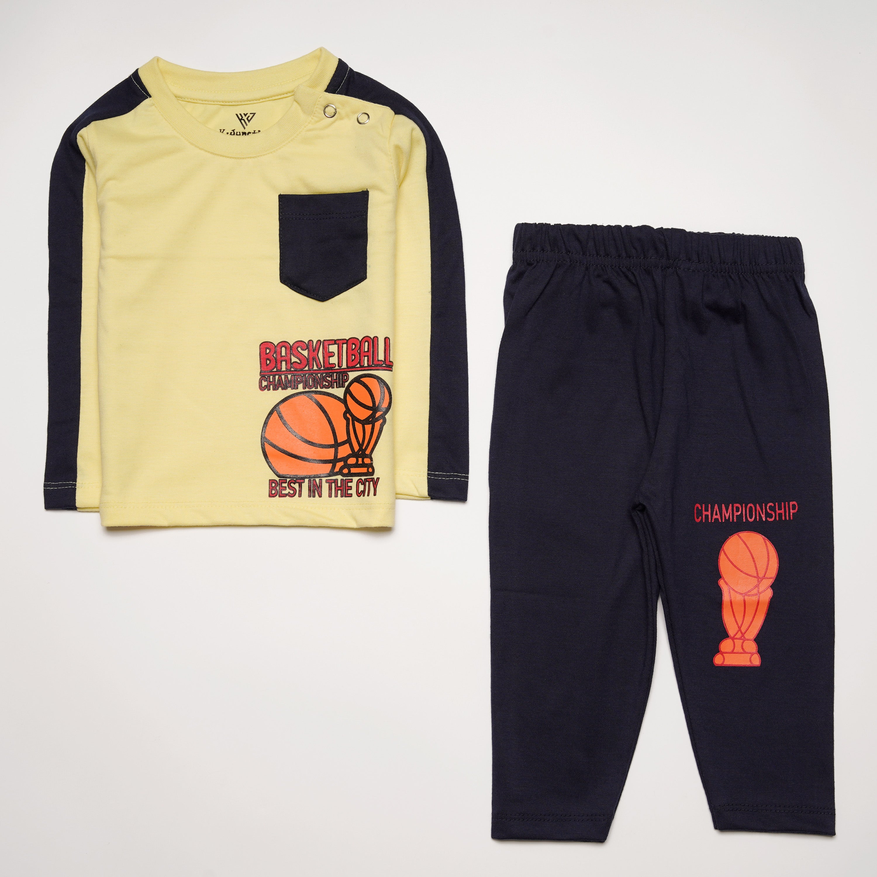 Infant Baba Printed Full Sleeve Suit (basket-ball)