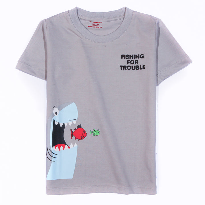 Infant Boys Half Sleeves-Printed T-Shirt (fishing)
