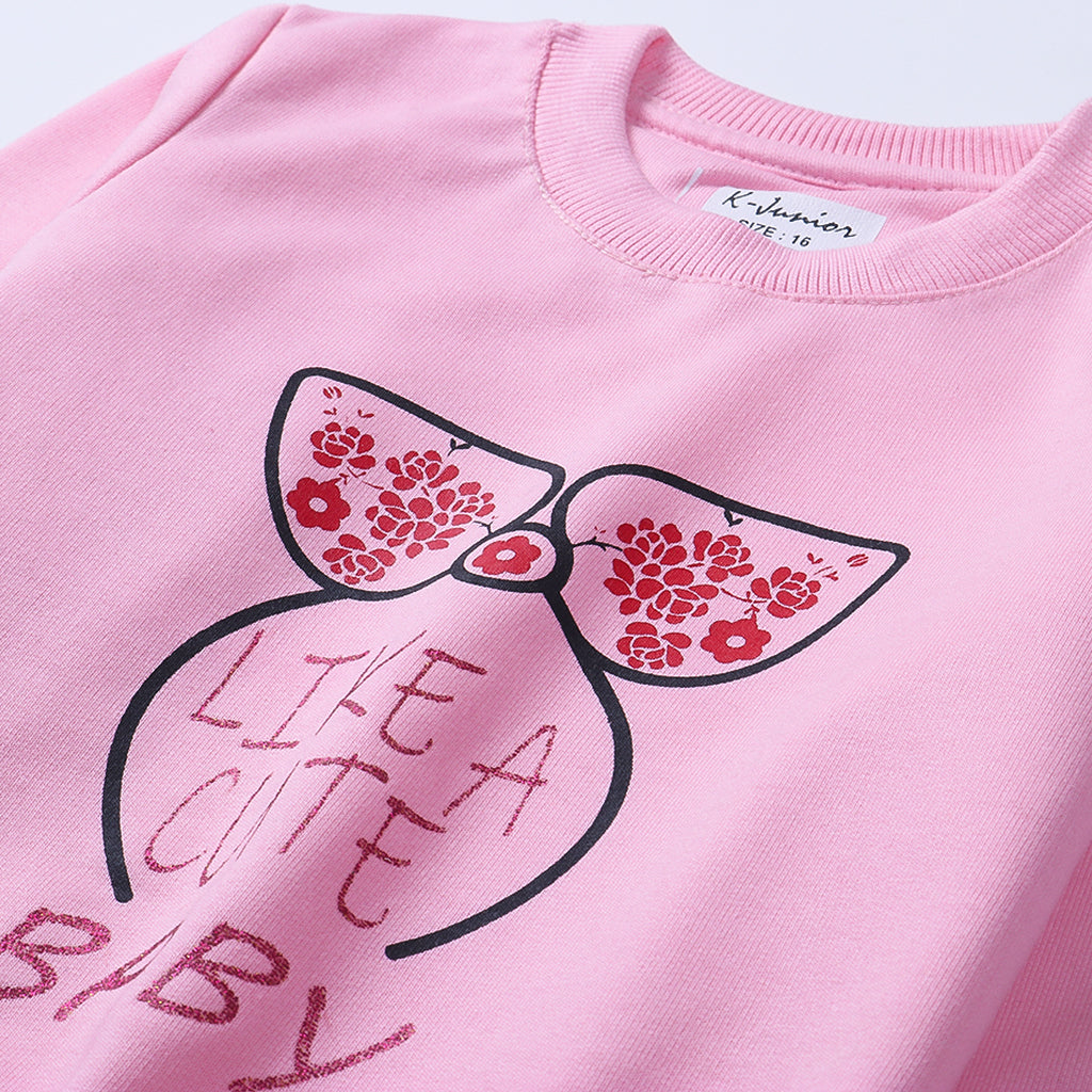 Girls Printed Full Sleeve Sweat T-Shirt Code-G